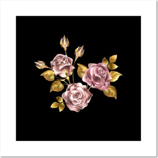 Small bouquet of pink gold roses Posters and Art